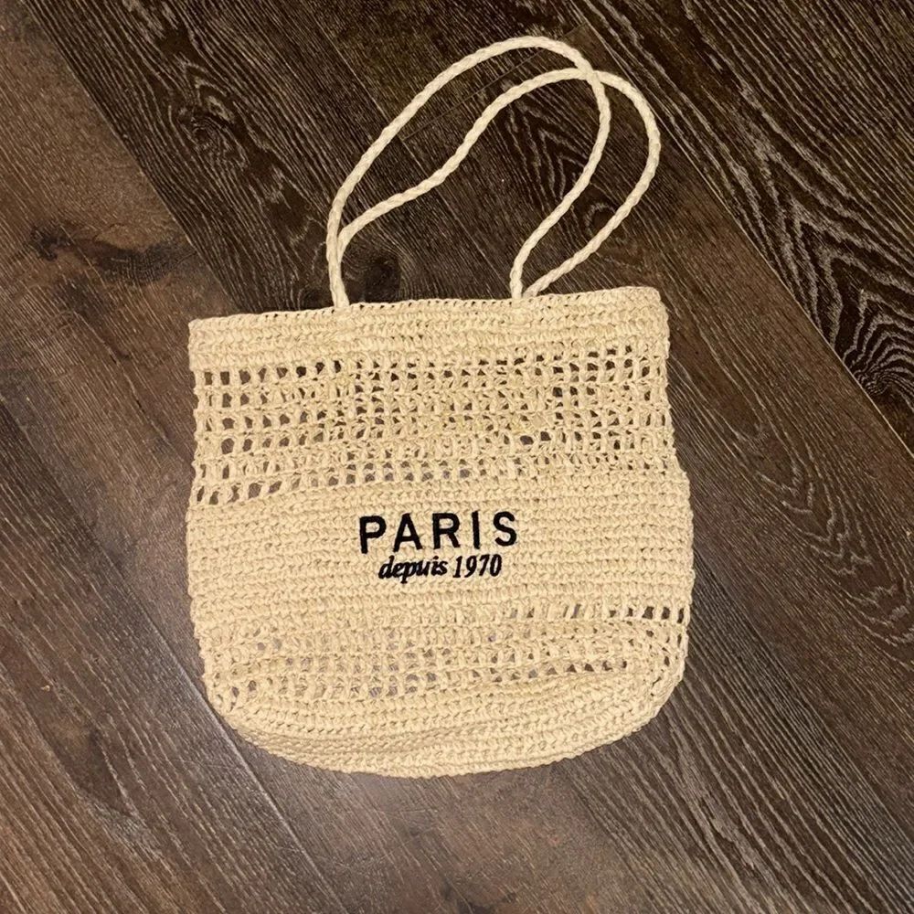 PARIS woven tote bag “Paris depuis 1970” tote bag for beach errands etc NEW